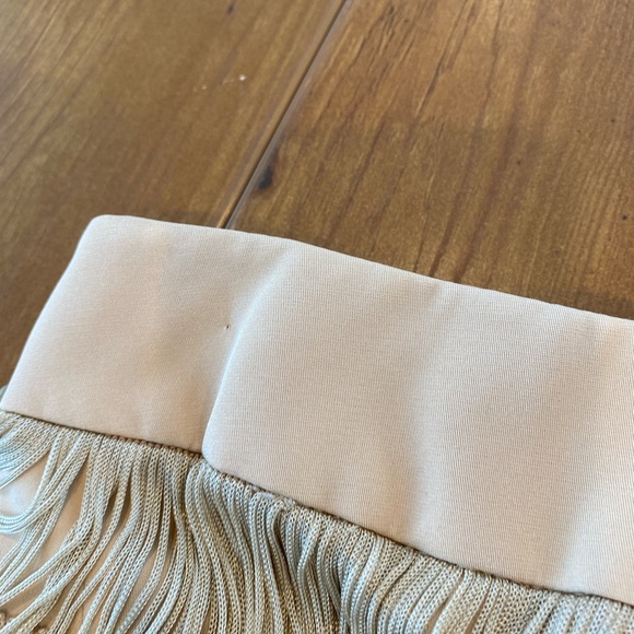 Jay Godfrey Mini Silk Fringe Strapless Dress Tan - Picture 8 of 12